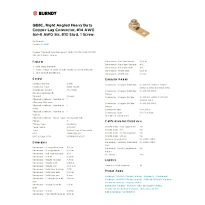 QB8C, Right Angled Heavy Duty Copper Lug Connector, #14 AWG