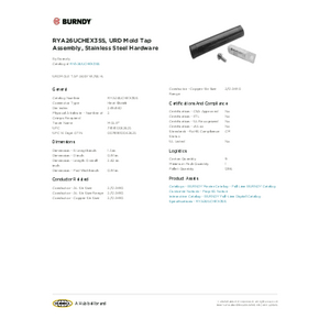 RYA26UCHEX3SS, URD Mold Tap Assembly, Stainless Steel