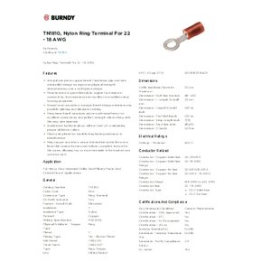 TN1810, Nylon Ring Terminal For 22 - 18 AWG | TN1810 | Burndy