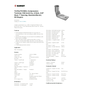YA31L2TC3890, Compression Terminal, 350 kcmil Cu, 2-Hole, 3