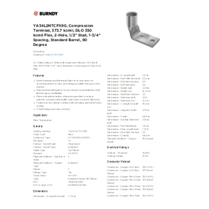 YA34L2NTCFX90, Compression Terminal, 373.7 kcmil, DLO 350