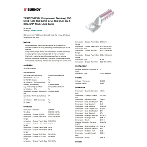 YA38TC58FXB, Compression Terminal, 500 kcmil H,I,K, 550 kcmil G,H