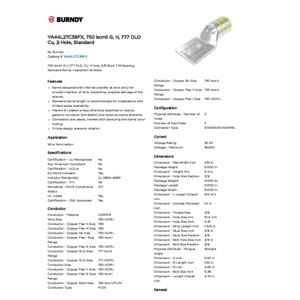 YA44L2TC38FX, 750 kcmil G, H, 777 DLO Cu, 2-Hole, Standard