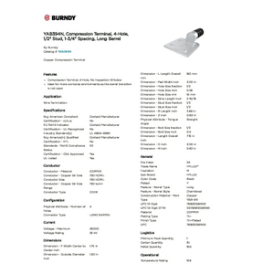 YAB394N, Compression Terminal, 4-Hole, 1/2