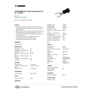 YAE10N83FBOX, Nylon Fork Terminal For 12 - 10 AWG | YAE10N83FBOX