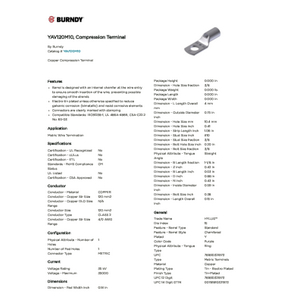 YAV120M10, Compression Terminal | YAV120M10 | Burndy
