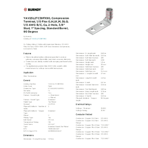 YAV25L2TC38FX90, Compression Terminal, 1/0 Flex G,H,I,K,M YAV25L2TC38FX90, Compression Terminal, 1/0 Flex G,H,I,K,M