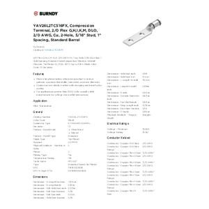 YAV26L2TC516FX, Compression Terminal, 2/0 Flex G,H,I,K,M, DLO, 2/0