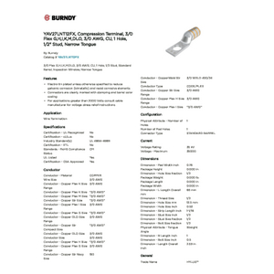 YAV27LNT12FX, Compression Terminal, 3/0 Flex G,H,I,K,M,DLO, 3/0