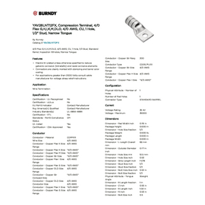 YAV28LNT12FX, Compression Terminal, 4/0 Flex G,H,I,K,M,DLO, 4/0