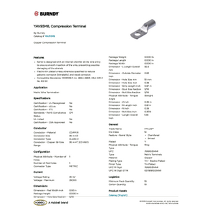 YAV95M8, Compression Terminal | YAV95M8 | Burndy