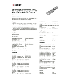 YAZ382NTCFX, Cu Compression, 2-Hole, 1/2
