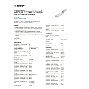 YAZ8C2TC10FX, Compression Terminal, 8 Flex G,H,I,K,M, DLO, 8 AWG