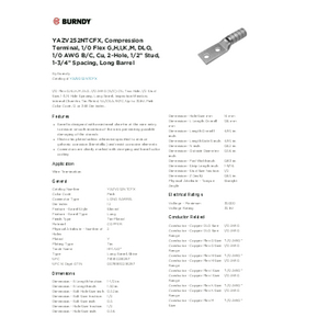 YAZV252NTCFX, Compression Terminal, 1/0 Flex G,H,I,K,M, DLO YAZV252NTCFX, Compression Terminal, 1/0 Flex G,H,I,K,M, DLO