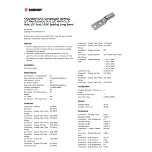 YAZV262NTCFX, Compression Terminal, 2/0 Flex G,H,I,K,M, DLO, 2/0