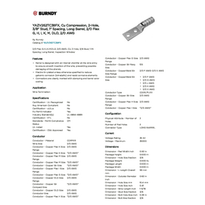 YAZV262TC38FX, Cu Compression, 2-Hole, 3/8