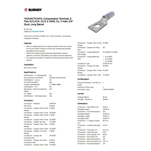 YAZV6CTC14FX, Compression Terminal, 6 Flex G,H,I,K,M, DLO, 6 AWG