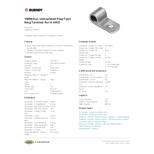 YBM6CL2, Uninsulated Flag-Type Ring Terminal For 6 AWG