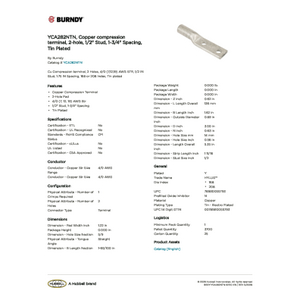 YCA282NTN, Copper compression terminal, 2-hole, 1/2