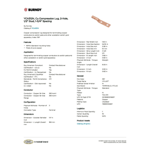 YCA312N, Cu Compression Lug, 2-Hole, 1/2