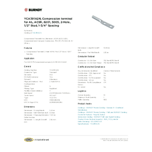 YCA391A2N, Compression terminal for AL, ACSR, 6201, 5005, 2 YCA391A2N, Compression terminal for AL, ACSR, 6201, 5005, 2