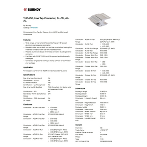 YHD400, Line Tap Connector, AL-CU, AL-AL | YHD400 | Burndy
