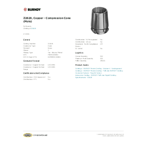 Z2628, Copper - Compression Cone (Mole) | Z2628 | Burndy Z2628, Copper - Compression Cone (Mole) | Z2628 | Burndy