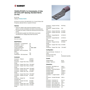 YAV25L2TC14FX, Cu Compression, 2-Hole, 1/4