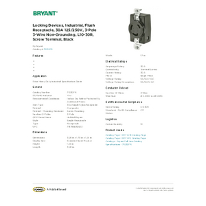 Locking Devices, Industrial, Flush Receptacle, 30A 125/250V