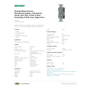 Straight Blade Devices, Receptacles, Duplex, Commercial
