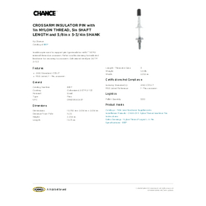 CROSSARM INSULATOR PIN with 1in NYLON THREAD, 5in SHAFT