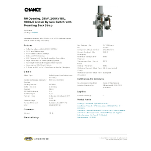 RH Opening, 38kV, 200kV BIL, 900A Recloser Bypass Switch with