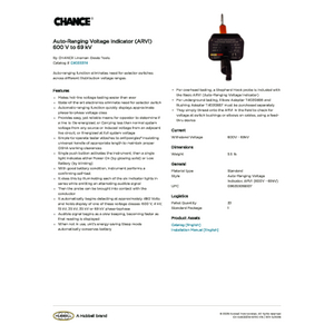 Auto-Ranging Voltage Indicator (ARVI) 600 V to 69 kV | C4033374