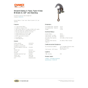 Ground Clamp, C-Type, Type I-Class B-Grade 5, 1.25 Ground Clamp, C-Type, Type I-Class B-Grade 5, 1.25