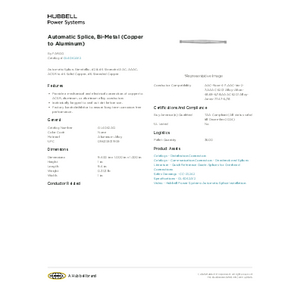 Automatic Splice, Bi-Metal (Copper to Aluminum) | GL4042A12 Automatic Splice, Bi-Metal (Copper to Aluminum) | GL4042A12