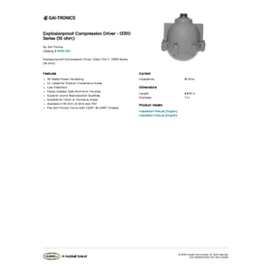 Explosionproof Compression Driver - 13310 Series (16 ohm) | 13310