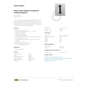 Flush-panel Handset Telephone - Analog (Keypad) | 276-001 Flush-panel Handset Telephone - Analog (Keypad) | 276-001
