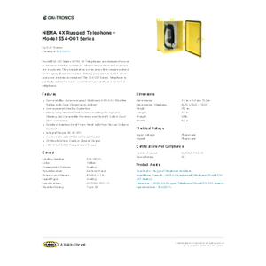 NEMA 4X Rugged Telephone - Model 354-001 Series | 354-001YL NEMA 4X Rugged Telephone - Model 354-001 Series | 354-001YL