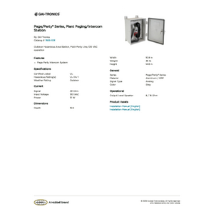 Page/Party® Series, Plant Paging/Intercom Station | 7855-001 | GAI