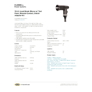 15 kV, Load Break Elbow w/ Test Point, Bimetal Contact