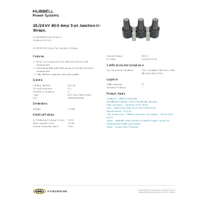 25/28 kV 600 Amp 3-pt Junction U-Straps. | 625J3U | Hubbell