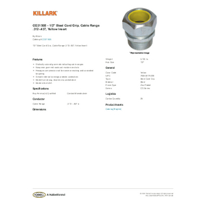 thumbnail image 2 of Killark ZS205 3/4 Inch Aluminum Cord Grip .250-.375 SHC1032 - New Old Stock 2 of 3