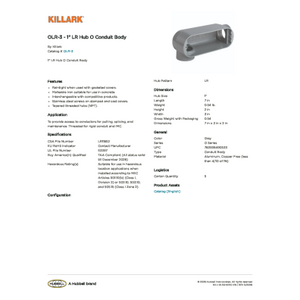 Boîtier De Conduit Rigide KILLARK LB87 90° - Pour Installation électrique En Milieu Humide