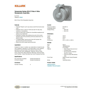 Versamate Series 60A 3 Pole 4 Wire Receptacle Assembly | VR642
