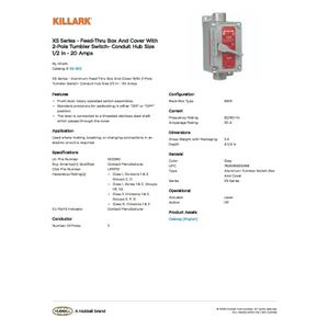 XS Series - Feed-Thru Box And Cover With 2-Pole Tumbler Switch