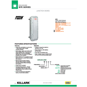 B7E Series Junction Boxes Specification Sheet
