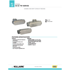 CO-TWO Series Aluminum Conduit Bodies Specification Sheet