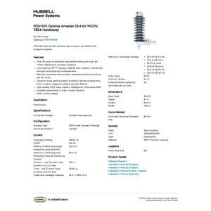 PDV-100 Optima Arrester (8.4 kV MCOV, 7354 Hardware) | 2137097354