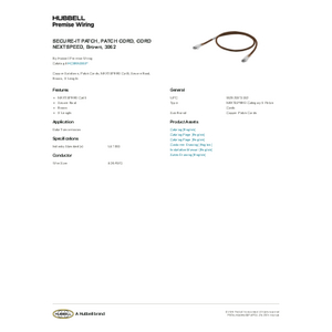 バブ Copper Solutions, Patch Cords, NEXTSPEED Cat6, Secure Boot, Brown