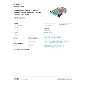 Fiber Splice Cassette, 12 Fibers, Aqua LC Duplex Adapters